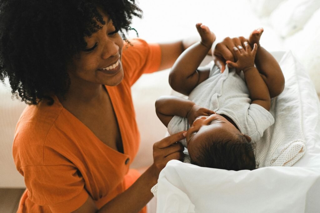 Woman with her newborn